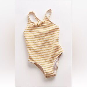 Zara Girls Toddler White Orange Stripe Bow One Piece Swimsuit size 12-24 months